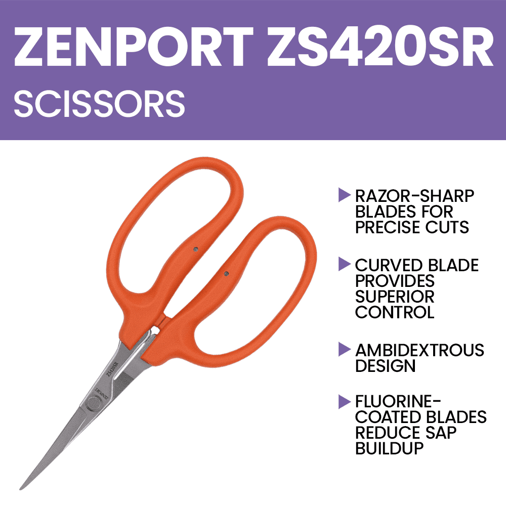 Zenport ZS420SR Fluorine Coated Curved Zen Masa Scissors, 1.4 Inch Stainless Steel Blades, Red