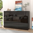 thumbnail image 3 of ChVans 12 Drawer Dresser for Bedroom, 63" Wide 41.3" Tall Modern High Gloss Dresser with Wood Chest of 12 Drawer Handle Free, Large Black Malm Dresser for Bedroom, Living Room, Entryway, Hallway, 3 of 8