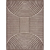 BoutiqueRugs Allard Contemporary Area Rug - Machine Washable - Peach, Dark Brown - 7'10" x 10'