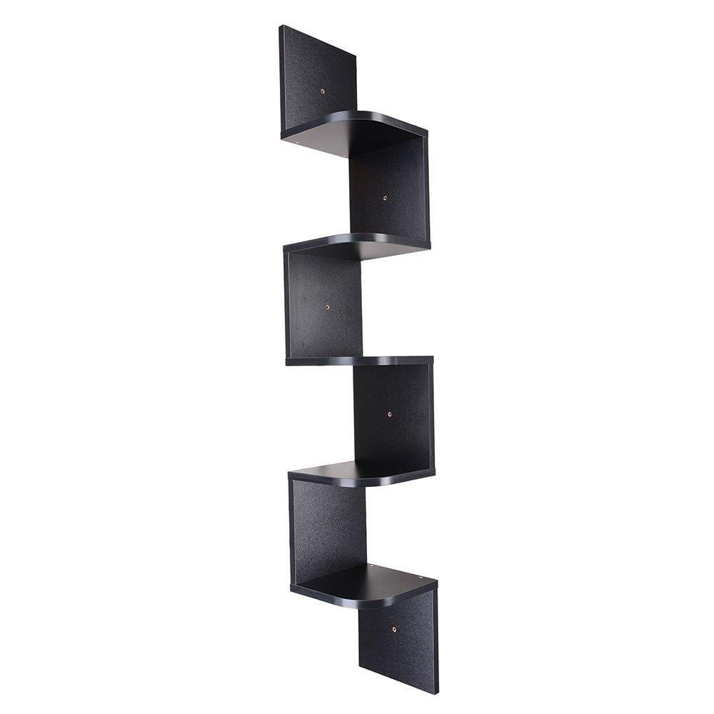 Winado Zig Zag 5 Tiers Black Finished Floating Shelf