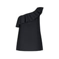 thumbnail image 3 of Womens One Shoulder Tops Ruffled Solid Tunic Shirts Sleeveless Loose Tank Top Summer Spring Trendy Going Out Clothes, 3 of 5