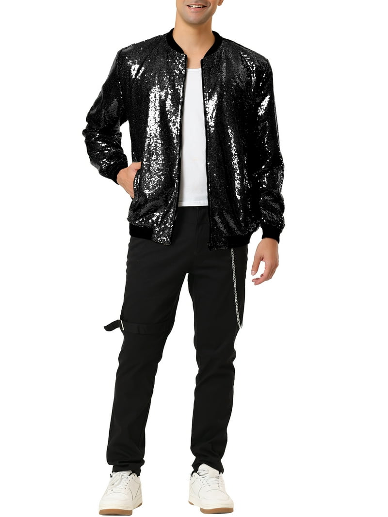 yuuuki！AMERI GLITTER JACQUARD JACKET Cropped Varsity Jacket with Jacquard Contrast