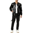 thumbnail image 2 of INSPIRE CHIC Men's Jackets Long Sleeve Zipper Glitter Bomber Jacket Coats 2XL Black, 2 of 6