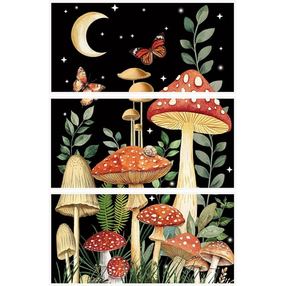 3 Sheets Vintage Rub on Transfers Sticker Red Mushroom Butterfly Furniture Decal Transfers Sticker for Wood Paper Scrapbook,15 * 30cm