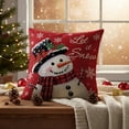 thumbnail image 2 of Sm:)e Snowman Red Winter Christmas Throw Pillow Cover 18x18 Inch Set of 2, 2 of 6