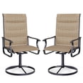 thumbnail image 6 of Techmilly Patio Swivel Chairs Set of 2, Outdoor Dining Chairs High Back, Padded All Weather Breathable Textilene Outside Furniture Chair , Grey White, 6 of 7
