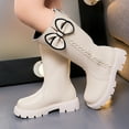 thumbnail image 2 of Wide Calf Winter Boots for Girls Cute Bowknot Zipper Knee High Boots Chunky Lug Sole Long Snow Booties, 2 of 8
