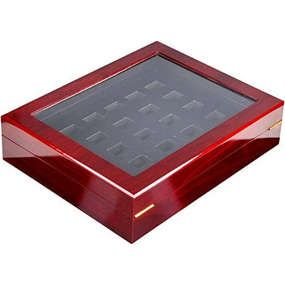 ERDOUY Championship Ring Display Case Sports Ring Storage Box Wooden Black Velvet Lining