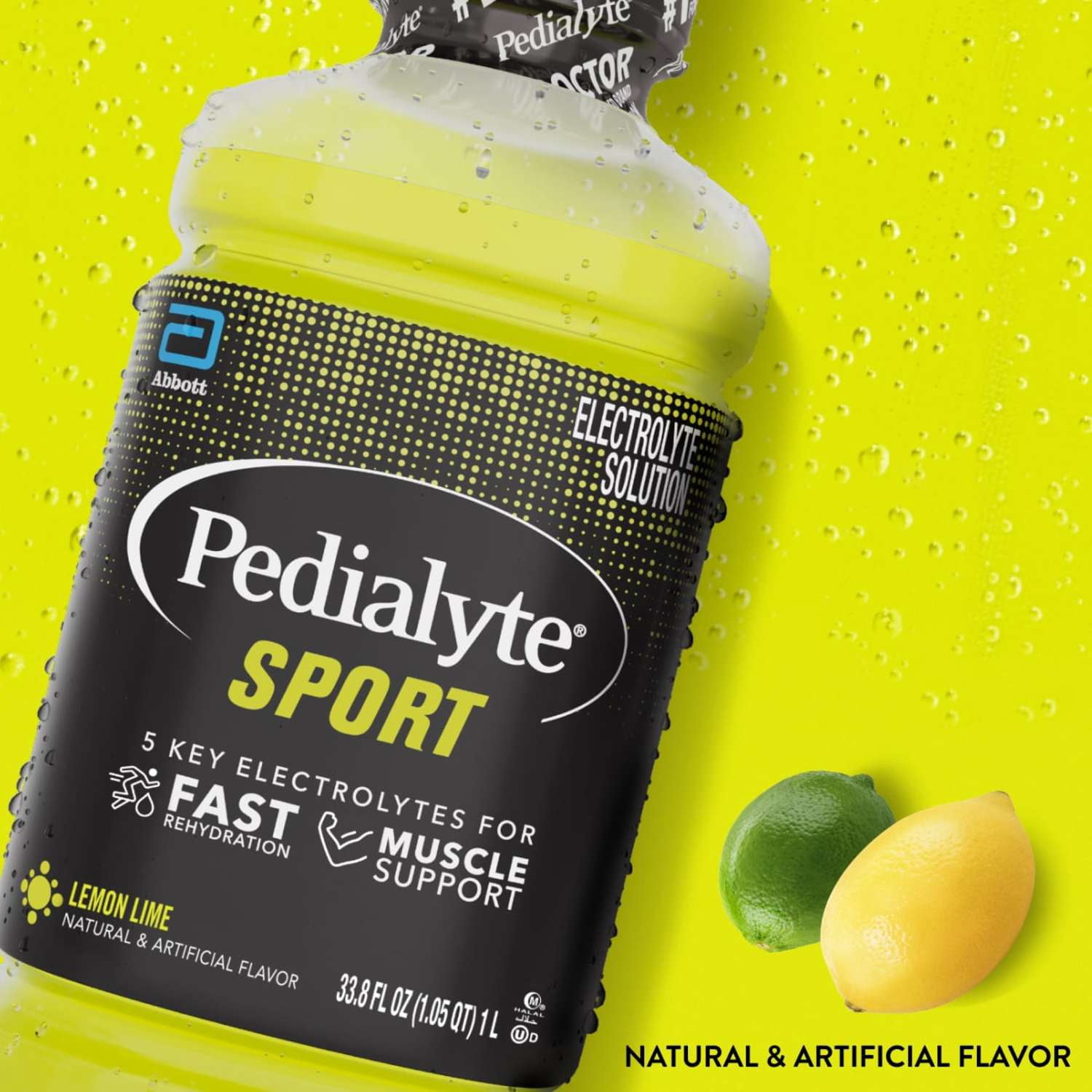(2 pack) Pedialyte Sport Electrolyte Drink, Lemon Lime, 1 Liter