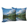 thumbnail image 6 of Ambesonne Nature Throw Pillow Cover 2 Pack, Mountain Lake Scenery, 24", Blue White Green, 6 of 6