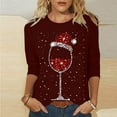 thumbnail image 2 of JURANMO 2024 Christmas Shirts for Women Casual Red Wine Glass Graphic Tees Tops Loose Crewneck 3/4 Sleeve Pullover Trendy Xmas Tunic Blouse Wine S Deal Of The Day Prime Today, 2 of 5