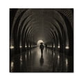 thumbnail image 3 of Designart "Timeless Passage in Black and Grey Tunnel Pointillism I" Architecture Print on Natural Pine Wood, 3 of 5