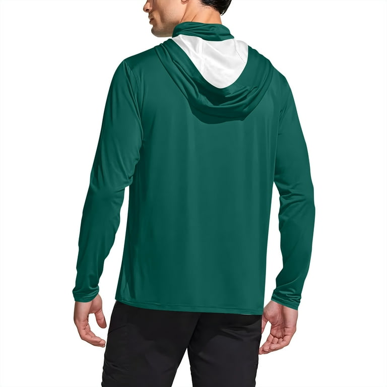 Jusfitsu Sweat à capuche à manches longues anti-UV UPF 50+ avec poches pour randonnée, pêche, course à pied, taille XL, blanc, BLANC, T-Grand