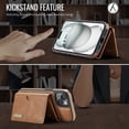 thumbnail image 4 of PU Leather Wallet Phone Case Compatible with iPhone 13, with Card Holder 2 in 1 Detachable Back Cover for iPhone 13, RFID Blocking Kickstand Heavy Duty Classic Magnetic - Brown, 4 of 11