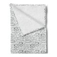 thumbnail image 2 of Tea Party Soft Flannel Fleece Throw Blanket, Doodle Drawing Monochrome Tableware Pattern with Biscuits and More Tea Words, Cozy Plush for Indoor and Outdoor Use, 70" x 90", Grey White, by Ambesonne, 2 of 5