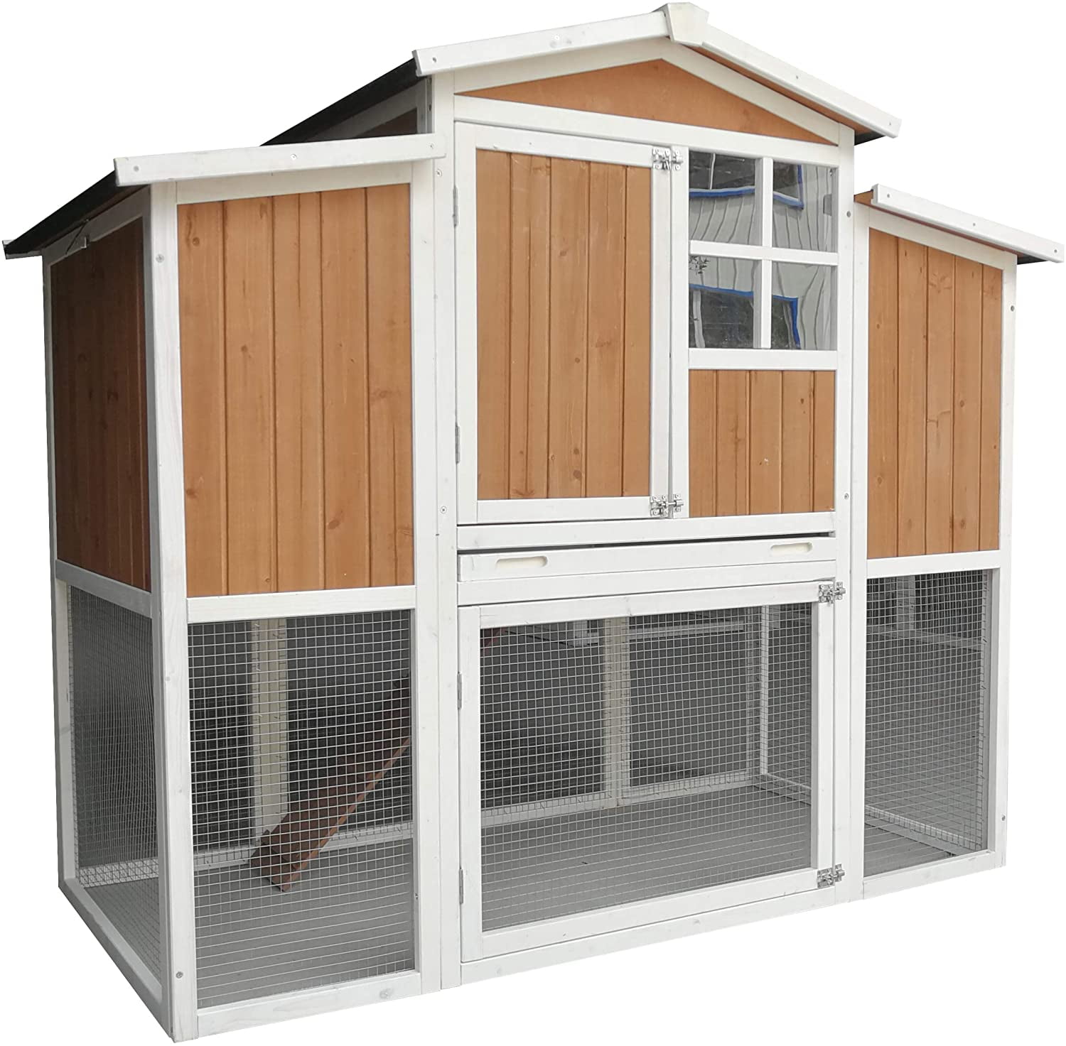 Chicken Coop 59" Backyard Wood Hen House 4 Nesting Box & Run