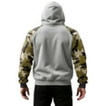 thumbnail image 5 of Pullover Hoodie with Camouflage Print Sleeves Drawstring Hood Front Pouch Pocket Long Sleeve Casual Sweatshirt for Men Women Light Gray 2XL, 5 of 5