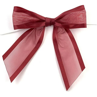 Pre-Tied Red Satin Bows - 4 1/2 Wide, Set of 12, Wired Craft Ribbon,  Christmas, Valentine's Day, Wedding Embellishments, Gift Basket, Birthday