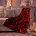 thumbnail image 6 of Red Roses Cluster with Black Shadow Petals, Romantic Gothic Floral Motif for Flower Lovers, Valentine's Day Gift, Soft Flannel Blanket for Bedroom and Guest Room, Elegant Home Decor, 6 of 9