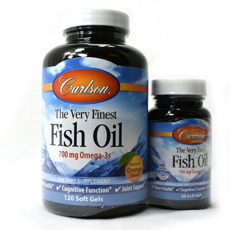 Carlson Labs The Very Finest Fish Oil Omega-3 Softgels, Orange, 700 Mg, Bonus Pack, 120 + 30
