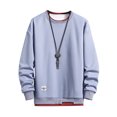 thumbnail image 1 of LUXUR Mens Fake Two Pieces Pullover Leisure Work Tops Blue L, 1 of 2