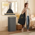 thumbnail image 2 of Norcho 65L Slim Laundry Hamper with Lid, Narrow Collapsible Laundry Basket with Removable Bag and Bamboo Handles, Dark Gray, 2 of 10