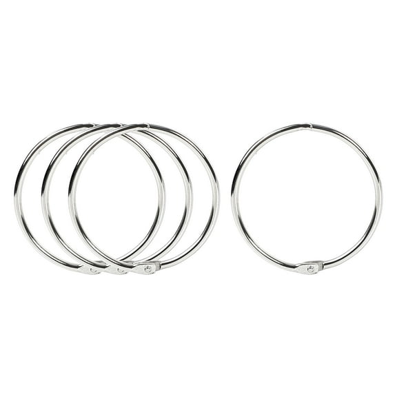 Metal Loose Leaf Bundle Book Rings Keyrings Silver Tone 2.2" Outside Dia 4pcs