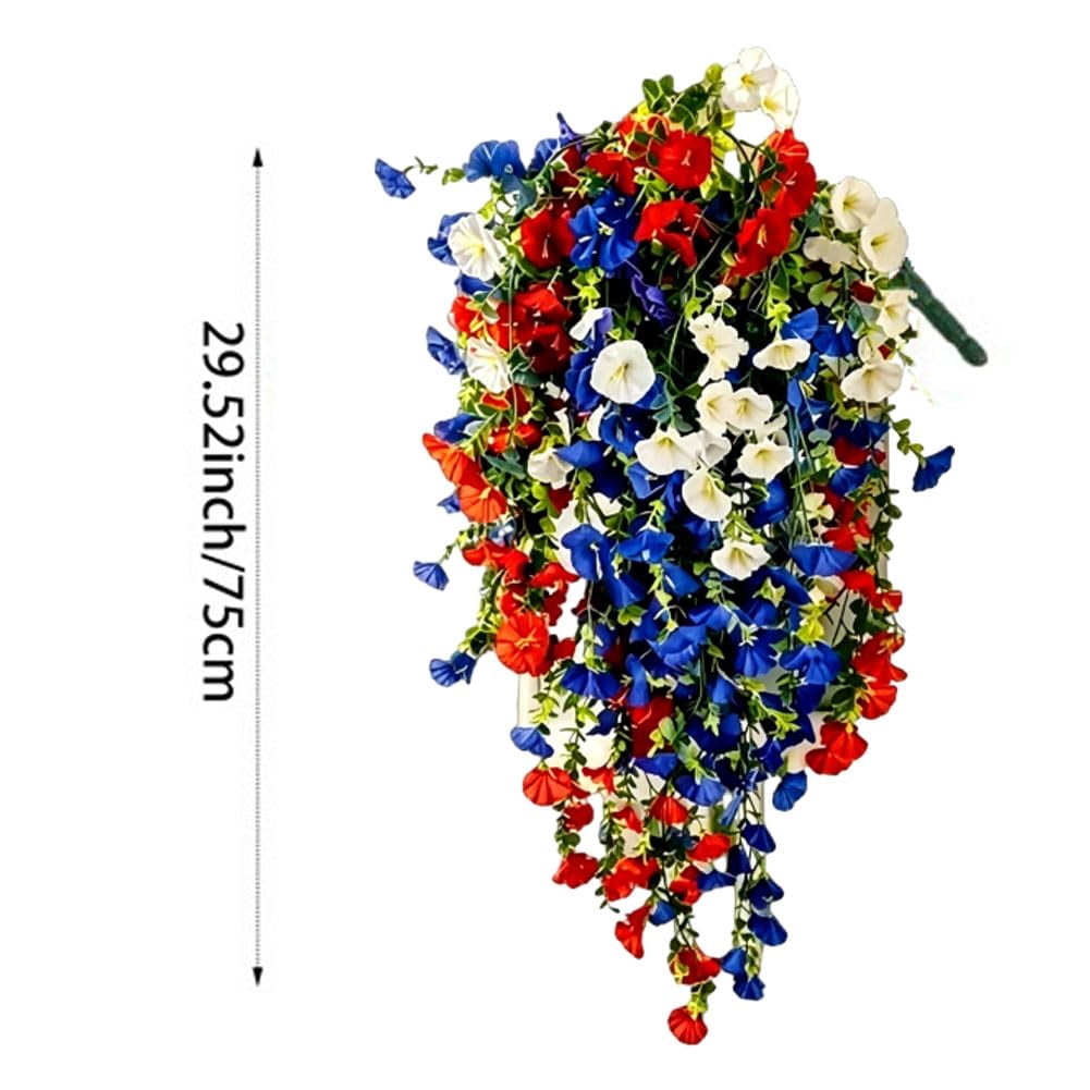 4th of July Decoration Tricolor Patriotic Artificial Flower, red White and Blue Artificial Flowers, for Outdoor Decor, Patio, Garden