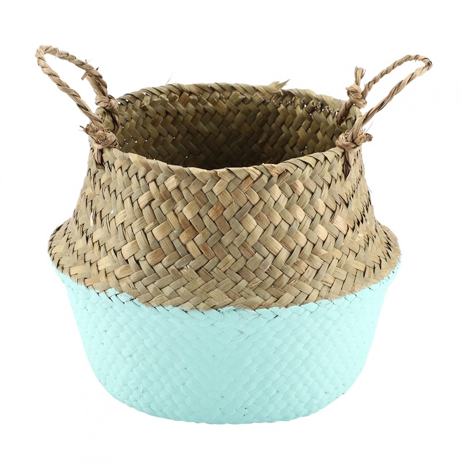 Foldable Natural Seagrass Woven Storage Organizer Flower Plant Pot Basket 