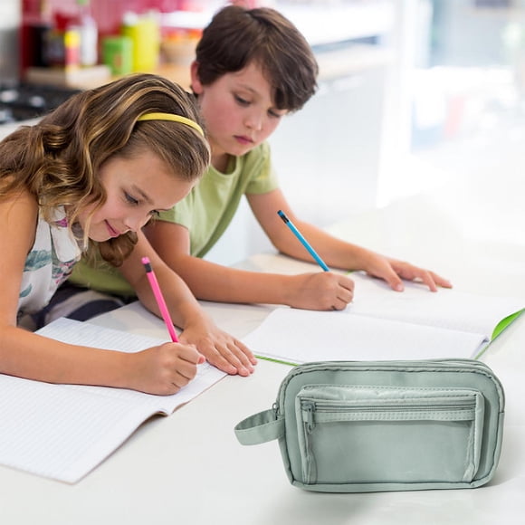Estuche transparente para lápices, de gran capacidad, práctico y versátil. Incluye varios compartimentos. Ideal para estudiantes. Portátil, ajustable, con diseño de dos niveles y estructura