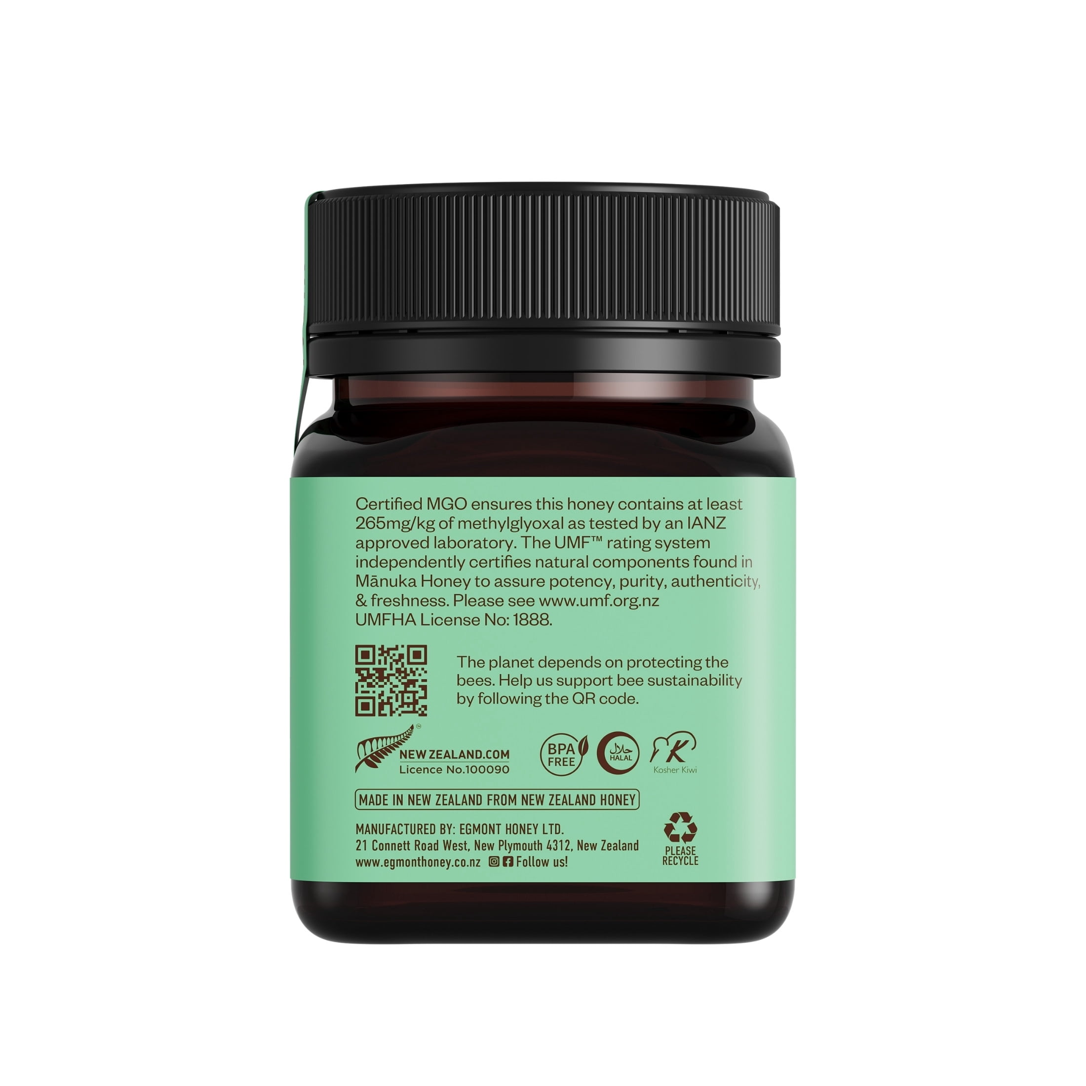Egmont Raw Manuka Honey UMF 10+ MGO 265 + - 100% Pure New Zealand Manuka Honey - Non-GMO - Certified UMF & MGO  - 8.8oz (250 gram)