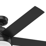 Hunter 52 inch Indoor Ceiling Fan with LED Light and Remote Control - Black Modern Smart Ceiling Fan, Standard Mount, 5 Blades, For Bedroom, Living Room, or Kitchen, Quiet- Aerodyne 51314, Matte Blac