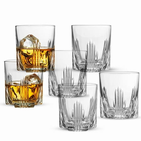 ShopoKus Whiskey Glass Set, Italian Crafted Whiskey Glasses 6 piece Exquisite Cocktail Glasses For Whiskey, Bourbon, Scotch, Cocktails Alcohol, Etc. | 9.5 Oz. Drinking Glasses (6 Whiskey