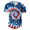 thumbnail image 4 of Tops for Men under $5 Short Sleeve Independence Day Printing Button Round-Neck Casual Blouses 4-Multicolor M, 4 of 5
