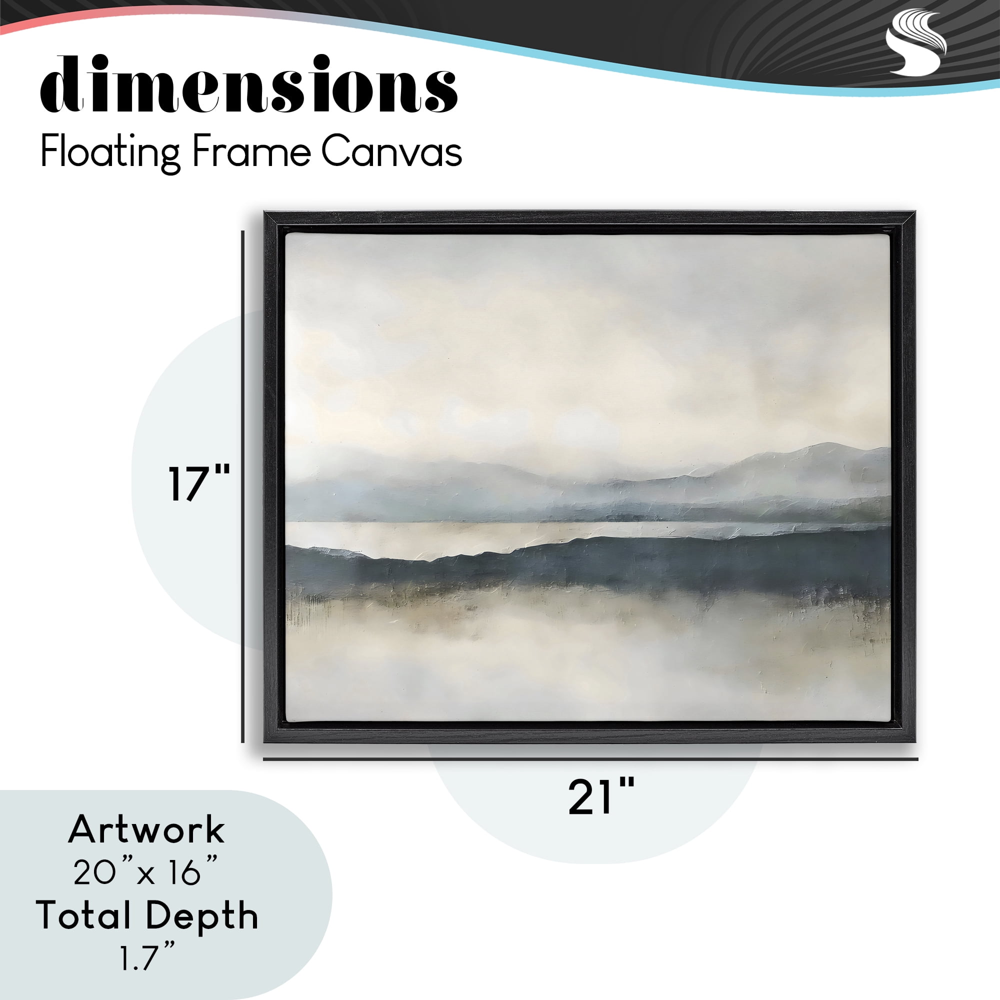 Stupell Industries Muted Horizon Mountainscape Black Framed Floater Canvas Wall Art, design by Riley B