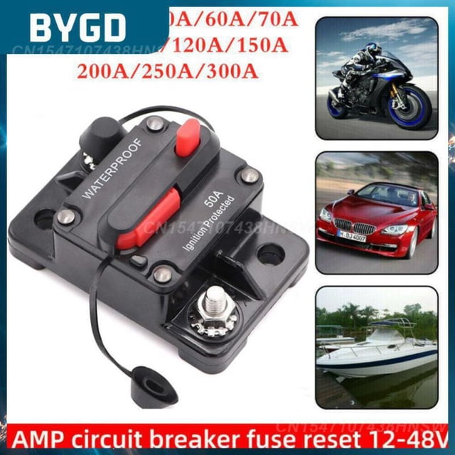 Portable Car Circuit Breaker 12-48v Universal Circuit Breaker Fuse Reset Waterproof Power Protect Fuse Circuit Breaker09Russian Federation He Qiyong unisex