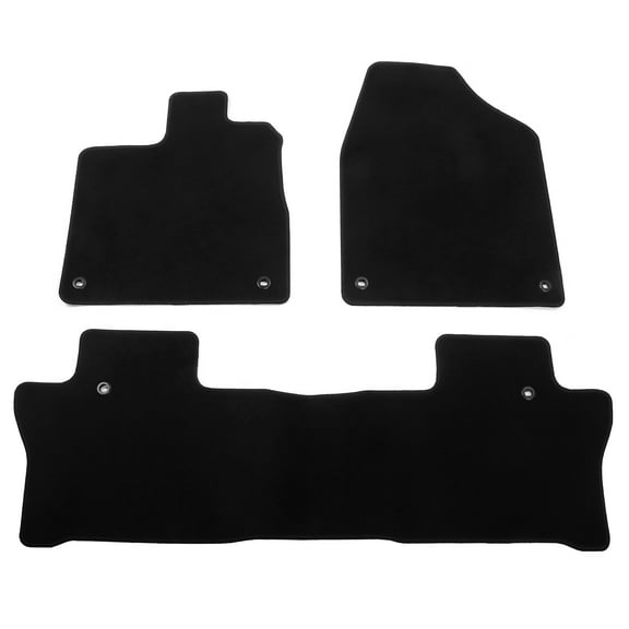 Ikon Motorsports Floor Mats Compatible With 2019-2024 Honda Passport & 2016-2022 Pilot 1st and 2nd Row Only Black Nylon OEM Fitment Style Front & Rear Floor Mats Anti-slip Carpets Replacement 3PCS