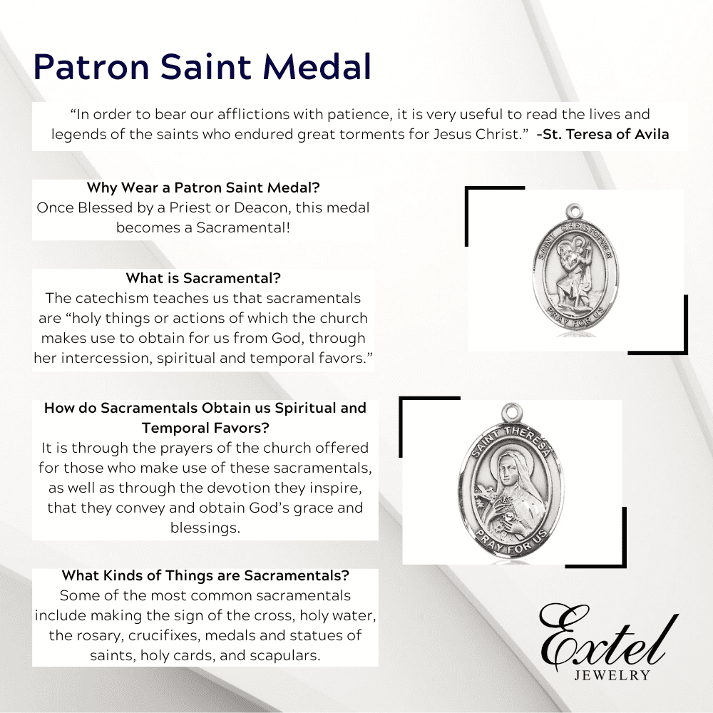 Extel Medium Pewter ST. KATERI EQUESTRIAN Medal Pendant Necklace Charm for Horse Rider