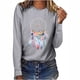 thumbnail image 1 of Blusa negra suelta informal de manga larga con estampado de cuello redondo para mujer Pompotops  gfhjh2223, 1 of 5