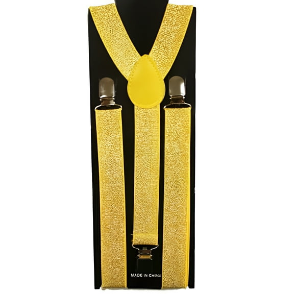 Adult Gold Glitter Shimmer Yellow Suspenders Adjustable Party Wedding Prom