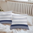 thumbnail image 4 of Abstract Stripe Outdoor Pillow Covers Set of 2 Classic Navy Blue Lines Art Waterproof Throw Pillow Case Decorative Square Cushion Cover for Patio Couch Garden Balcony, 20"x20", 4 of 9