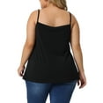 thumbnail image 3 of CURVY GLAM Women' s Plus Size Cami Adjustable Strap Elegant Basic Pleated Camisole Sleeveless Tank Tops 1X Black, 3 of 6