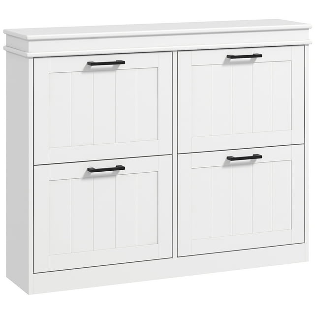 HOMCOM Armoire à Chaussures Étroite pour Entrée avec Tiroirs Basculants Tablette Ajustable