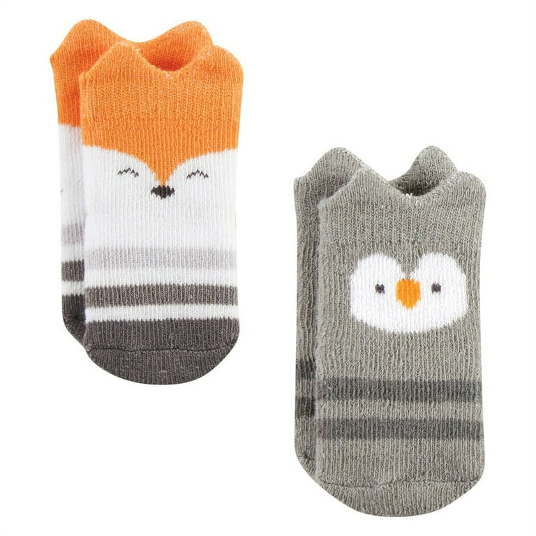 Hudson Baby Infant Boy Cotton Rich Newborn and Terry Socks, Boy Woodland,  0-3 Months