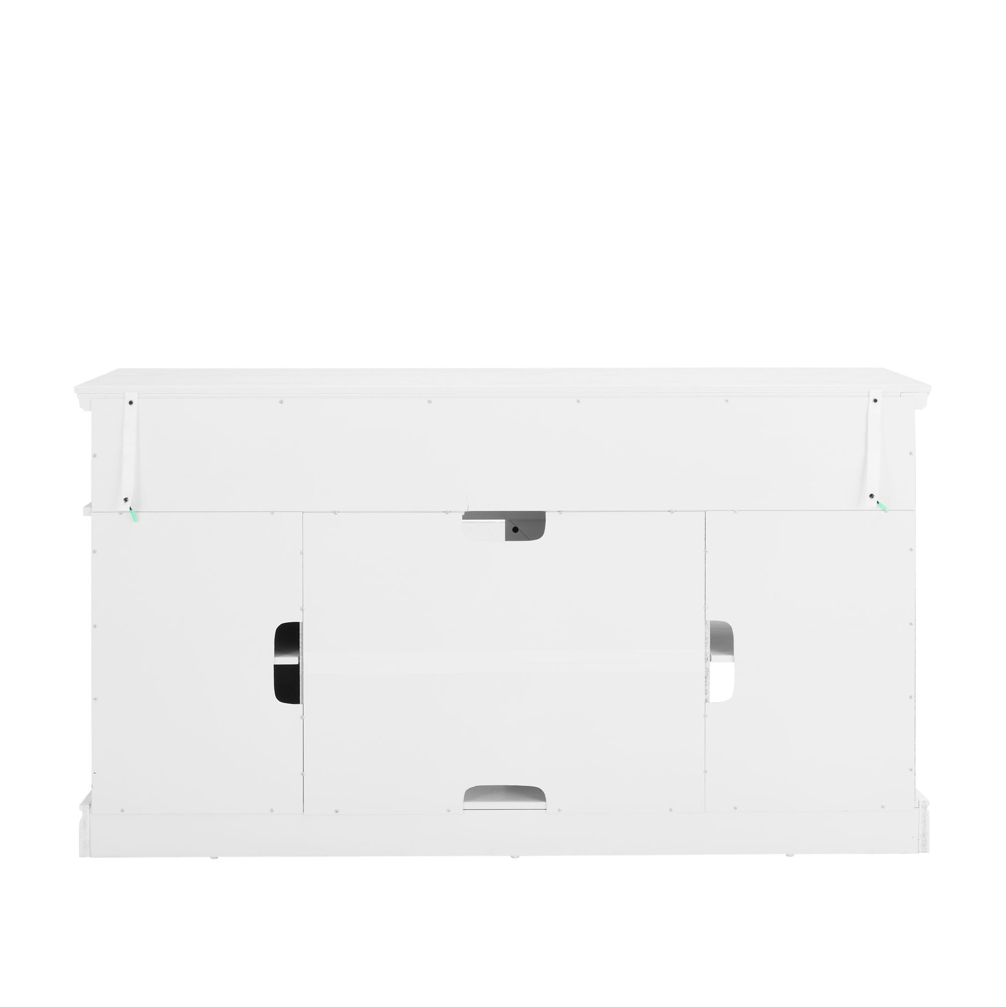 DEALTOPS Mid Century TV Stand Console Table with Spacious Space and Sliding Doors for TVs Up to 65'', Antique White