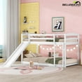 thumbnail image 6 of Bellemave Twin Size Bunk Bed with Slide Twin over Twin Bunk Bed with Convertible Slide and Ladder Low Bunk Bed Wood Junior Floor Bunk Bed Frame 2 Bunk Bed, White, 6 of 10