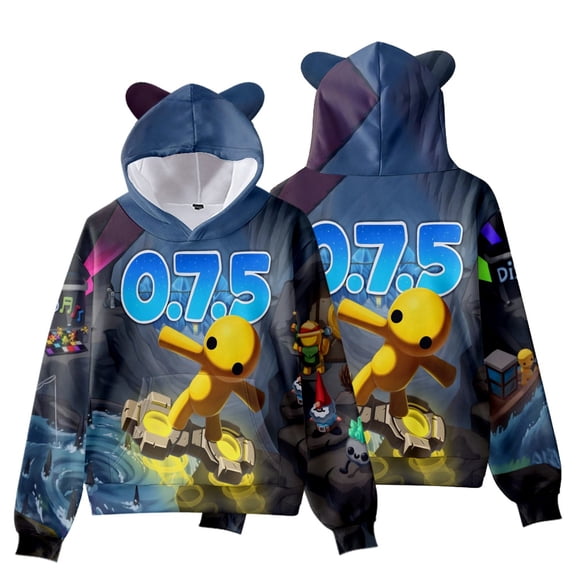 Wobbly Life 3D Figure Hooide Wobbly Life Cat's Ear Shaped Sweatshirt Fashionable Casual Youth Hooded Sweatshirts