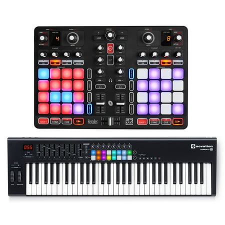 Hercules P32 DJ USB MIDI DJ Mixing Controller w/32-Pads+Novation 61-Key Keyboard