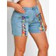 thumbnail image 1 of Cordón arriba delantero crudo dobladillo más tamaño de mezclilla pantalones cortos Rosegal Pantalones cortos de talla grande, 1 of 5