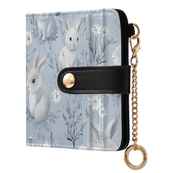 Womens Wallet PU Leather Bifold Small Purse with RFID Blocking Credit Card Holder Pale Gray Bunny